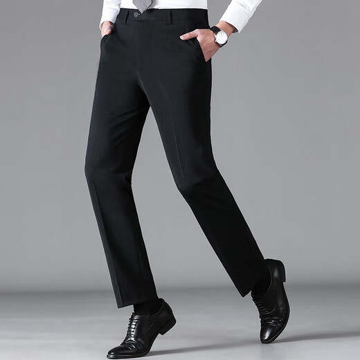 CEO Yageor pantalones para hombres primavera y verano Nuevo negocio de alta gama Traje de papá de mediana edad de mediana edad pantalones de hombres delgados de verano F9901 gris oscuro sin plegar M 30 [Circanferencia de cintura 77c CM]