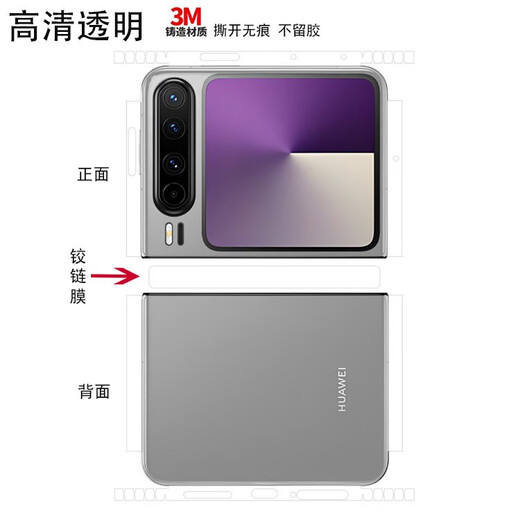 Smorss适用华为purax手机膜包边背膜高清透明pocket2全包边框中轴p50poc LX-A7371包边背膜*3M材质不留痕 华为PocketS