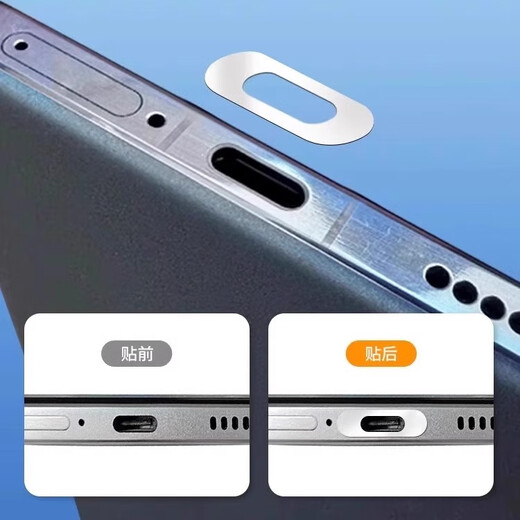 Chenzu suitable for Xiaomi 15 mobile phone charging port protective film metal data port anti-scratch protective film charging tail socket affixed metal anti-scratch film Type-C dust plug mobile phone accessories black 2 pieces metal charging port film + gifts