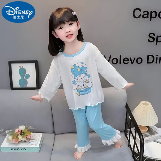 迪士尼（Disney）儿童睡衣女童春秋夏季长袖纯棉薄款套装女孩宝宝卡通公主风家居服 长袖套K3519#粉忙着卖萌 8码身高[95-105cm] 均码