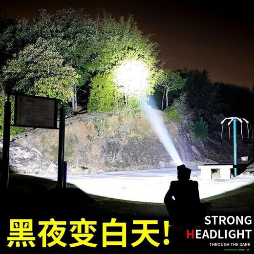 完壮LED头灯强光超亮头戴式手电筒户外家用远射充电夜钓鱼小氙气矿灯5 充电式[MGD9900]中配高亮 白光款+大容量锂电[带充电线+头