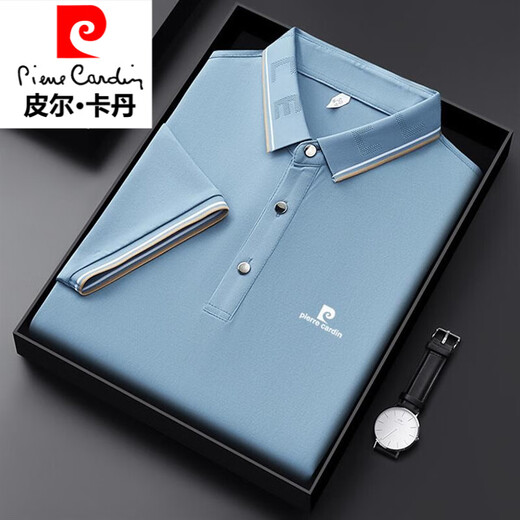 Pierre Cardin Herren-kurzärmeliges T-Shirt für Sommer 2025 Neues vielseitiger Trend mittleren Alters Casual Lapel T-Shirt Herren-Waving Navy 9905 S 165 Größe 100-120 Jin [Jin gleich 0,5 kg]
