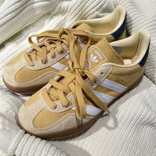 Adidas (adidas) Clover Casual Schuhe Herrenschuhe 2025 Sommer neue Sportschuhe Gazelle Wüsteschuhe Anti-Schlupf-Leichtgewichtsschuhe Ji3523 Hafer Farbe/Weiß/Hidden Blue 40