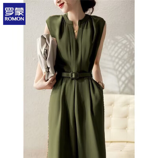 ROMON summer women's jumpsuits and versatile trendy casual pants loose and slimming new fashionable wide-leg pants sleeveless jumpsuits black jumpsuit S recommended 80-100 Jin [Jin equals 0.5 kg]