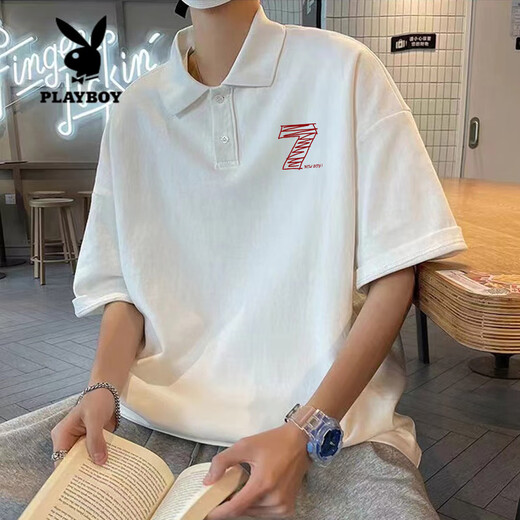 Playboy (Playboy) American Hourde Polo Polo Chirt Men à manches courtes à manches à manches à manches courtes t-shirts à manches à manche inférieure [3899-lion Dance] Black L 110-130Jin [Jin est égal à 0,5 kg]