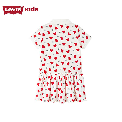 Levi s Levi's Girls Dress Summer New Love Printed Children's Skirt Polo Skirt Candy White 110/52 Recommended Height 98-104cm