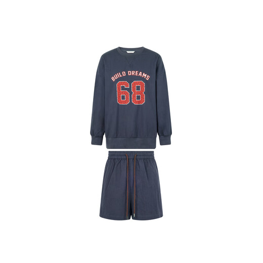
MeiYANG (MEIYANG) Morning Dew Bubble Set [Zero Pressure Series] Citrus Bubble Sweatshirt Shorts Navy Blue L
