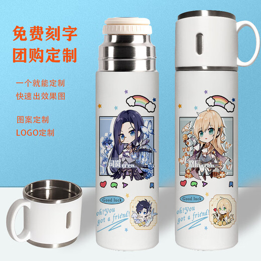 Chengliu Zeit- und Weltraummalerei Reisende Anime um 2D -Stroh -Thermosemien im süßen tragbaren Wasserbecher tragbarer Thermos 500 ml PP3884 Luchen