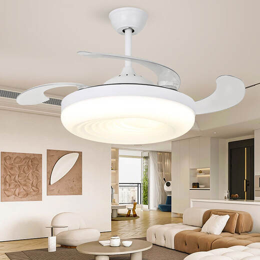 Leichte luxuriöse Kristallventilator leichte Schlafzimmer Esszimmer Unsichtbarer Decke Variable Frequenz Deckenleuchte Wohnzimmer Großer Windkraft Stille Elektrovent