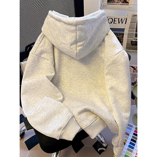Katuchi cleanfit heavy button hooded sweatshirt for men in spring and autumn trendy American high street jacket loose stiff hoodie white gray XL is too small, it is recommended to take a larger size