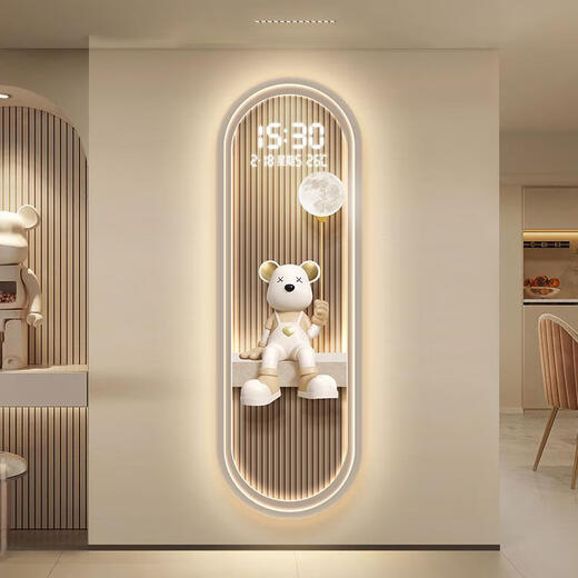 
Sanqihu modern light luxury living room perpetual calendar electronic wall clock 2025 new style sensor clock porch vertical strip decorative painting lamp 14699 with digital display mute clock 70*210cmled light plug-in remote control digital display