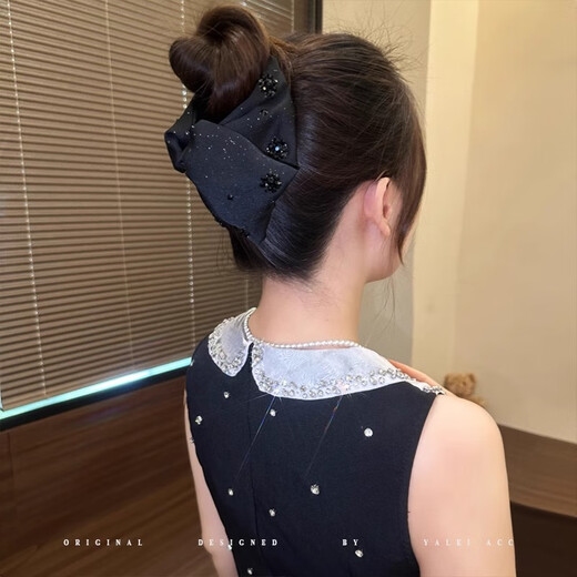 Tang Funi Hepburn style hair clip, Louis bow tie clip, women's hair volume on the back of the head, hair ornament, high-end shark clip, 13cm hair clip, large hair volume