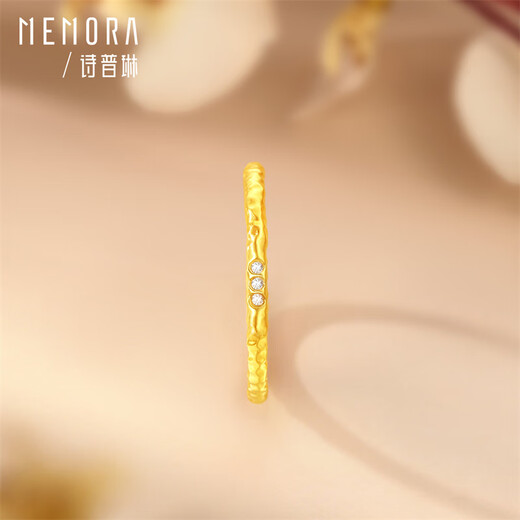 Shipulin 18K gold hammer pattern inlaid with zircon, a gift for your birthday, ring number 22