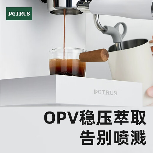 柏翠（petrus）PE直白咖啡机双锅炉意式家用全半自动小型一体奶泡美式 白色（）PE3888