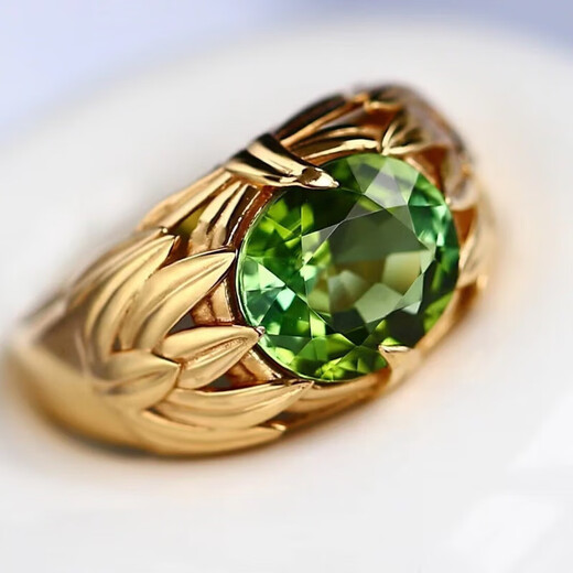 HEEKAIYI emerald green gemstone ring for women 18k gold diamond ring Chinese Valentine's Day birthday gift for wife Selected 4.2 carat green tourmaline ring