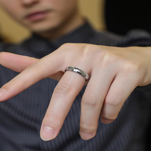 MZMZ platinum ring for men pt950 platinum simple index finger ring plain ring for women Valentine's Day birthday gift for girlfriend when/next day delivery - light luxury curved surface width 5MM ring number remarks