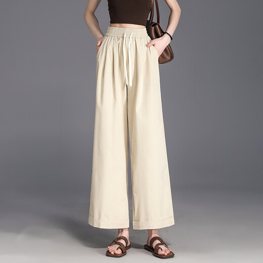 Demana [Sauerstoff schlanke Hosen] Sommerdesign Sinn geknöpfte Weitbeine und elastische Taille kleiner Körper, die lange Frauen -Freizeithosen bedecken