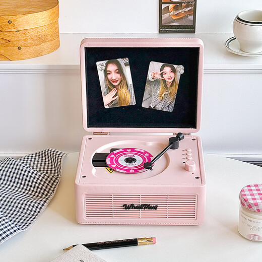 Ask Plus WHATPLUS C300 all-in-one CD player audiophile album player retro CD player record player shape Bluetooth speaker Bluetooth cd player birthday gift C300 spade powder 2nd generation + genuine CD