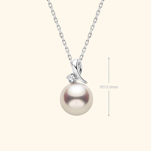 Helas Hera Highlight Akoya Pearl 18K Gold Diamond Necklace for Women New Style for Girlfriend 7.5-8mm 18K Gold White Gold___S925