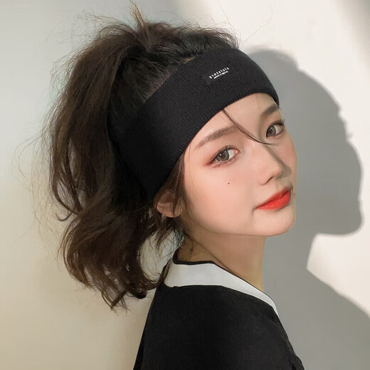 Lilang knitted headband sports headband winter headband headgear for women going out autumn and winter forehead protection woolen headscarf off-white labeling headband thickened and widened