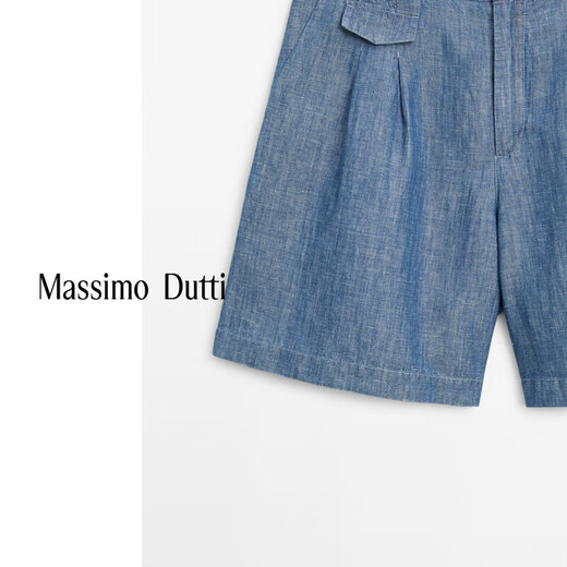 Massimo Dutti秋季新品2025女装 休闲简约高智通勤风短裤裤子 05117800 蓝色 38 (170/70A)