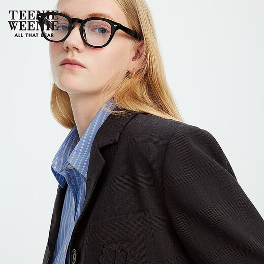 Teenie Weenie Bear Women's Jacket 2025 Fall New Retro College Style Hem Detachable Suit Dark Gray S