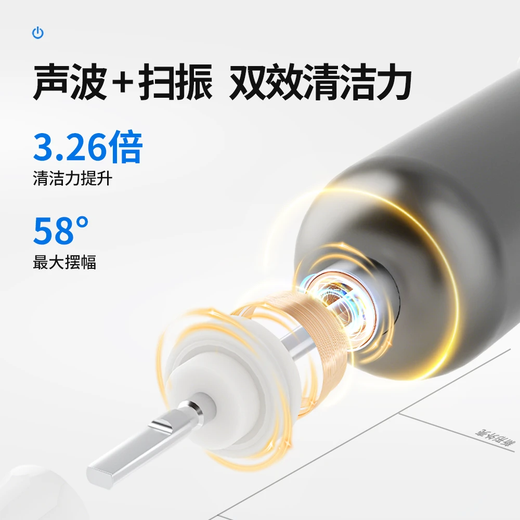 Oaks Blue Light Sweeping Electric Toothbrush S02 White + 2 Brush Heads Long Battery Life Soft Bristles Comfortable Whitening Deep Cleaning Gum Protection Adult Christmas Gift