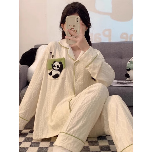 Pyjamas Purcotton Pajamas Summer Cardigan à manches longues SUPPRIMATION SUMPRES SUMBRES 2025 Nouveau dessin animé au printemps automne et hiver SSM-3882 M [75-100jin [Jin est égal à 0,5 kg]]]