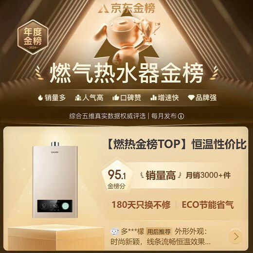 Haier (Haier) Consult customer service to receive subsidies. Smart Home produces Leader series gas water heater. Natural gas household constant temperature instant hot water. Gas variable frequency fan ECO energy-saving water heater. 12L LVS. High-end and low-price industry hot model. Main recommendation.