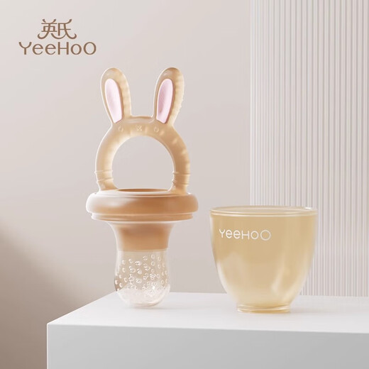 YEEHOO baby bite bag, fruit and food supplement artifact, baby fruit and vegetable juice teether, molar stick, full silicone pacifier, nano silver, 7 months+, full silicone, 1 pack