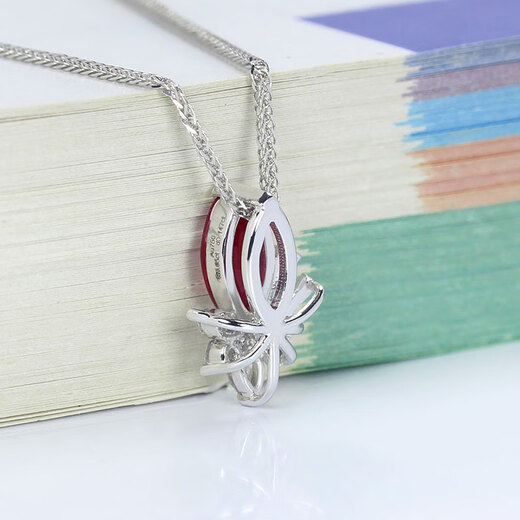 HEEKAIYI Ruby Necklace for Women Pigeon Blood 18K Gold Diamond Pendant Chinese Valentine's Day Birthday Gift for Wife and Girlfriend <Supports Customization> 85 Points Pendant + 18K Gold Chain