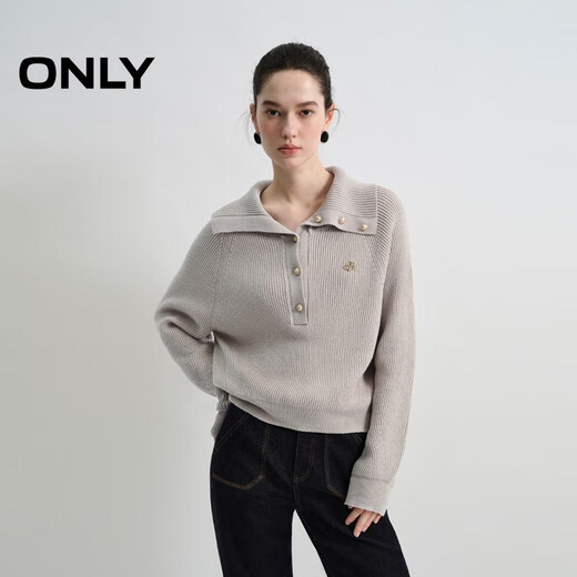 ONLY 2025 Autumn Elegant and Intelligent Raglan Sleeve Solid Color Large Lapel Sweater for Women|125313027