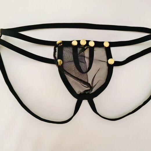 2024 Neues Herren -Mesh sexy Stretch Unterwäsche Doppeltangs, um die Dichtheit der Vagina schwarz m zu verbessern