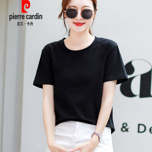 Pierre Cardin Cotton T-shirt pour femmes T-shirt à manches à manches courtes à manches courtes et à manches vertes à manches vertes à manches vertes à manche à manches d'été 6172 Purple clair à manches courtes M (recommandée 80-105 Jin [Jin équivaut à 0,5 kg]))