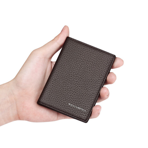 WILLIAMPOLO card bag for men genuine leather card cover driver's license certificate cover wallet access card bag for men, brown lychee pattern