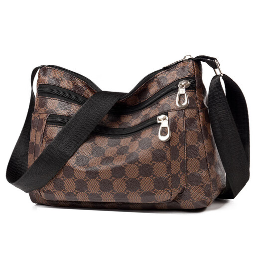 
PSVORT new versatile and atmospheric middle-aged women's bag mother bag multi-layer soft leather one-shoulder crossbody bag mother-in-law bag crossbody bag big flower