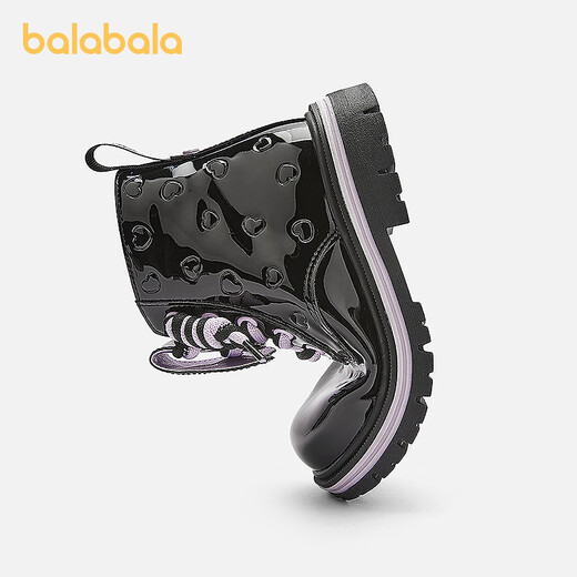 Balabala children's shoes children's boots Martin boots girls 2025 new autumn and winter short boots trend Sanrio IP black 90001 30 (foot length 18.3-18.7/inner length 19.7)
