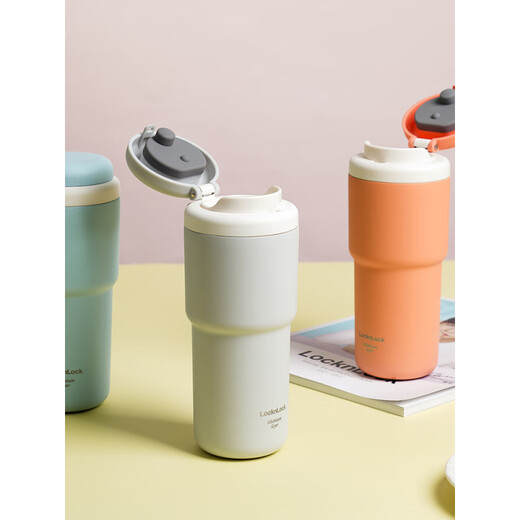 
Lock Lock [Official Direct Sales] First See Thermal Cup Women's Coffee Cup Cotton Car Water Cup Office Men [480mL] Titanium Plated) Gray LHC3291GRY