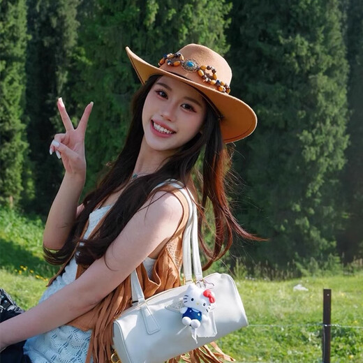 Bo Naling ethnic style western cowboy hat for men and women 2025 new style western Sichuan travel film wear large brim sun protection hat western cowboy hat khaki one size