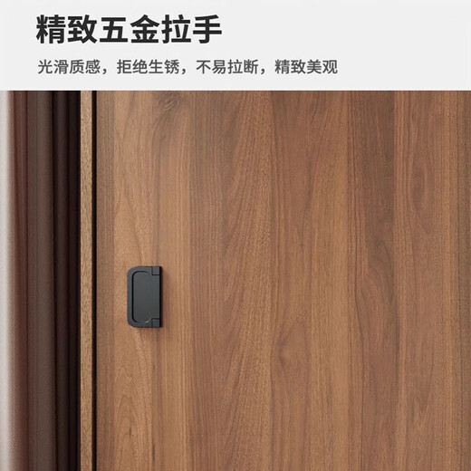 Haoxuan solid wood wardrobe home bedroom sliding door 2025 popular ecological board cabinet rental hanging wardrobe walnut color 1.6m three-door main cabinet (60cm deep solid wood)
