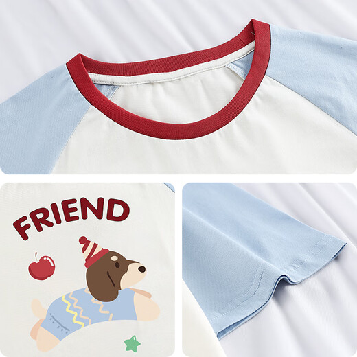 Hanziduo Cartoon Dachshund Hund Welpe dreiteils Set Paar Pyjamas Frauen Sommer kurzärmelige Shorts Frühling und Herbst reine Baumwollhose Herren Hauskleidung Z3897 Herren Ice Silk Style XL