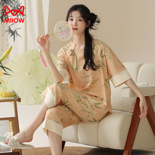 Chats hommes pyjamas femmes pyjamas d'été ancienne style floral à manches courte à manches courtes à manches courtes 2025 Nouveaux vêtements de maison lâche chinois z9902 m
