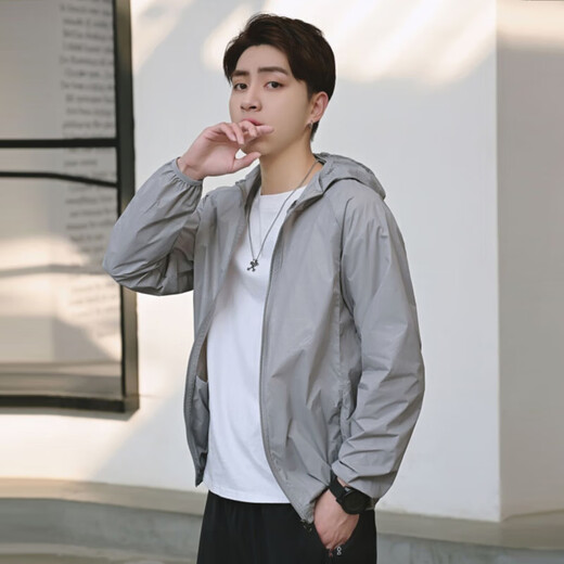 Sun protection clothing men's summer thin ice silk anti-UV fishing sun protection clothing large size outdoor sports jacket skin clothing black XL 110-120Jin Jin equals 0.5 kg