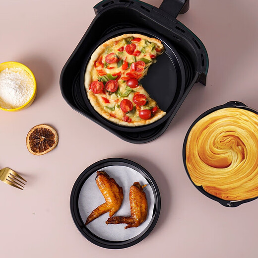 
Air fryer baking tray pizza tray special baking cake basket mold tool accessories basin 678-inch plate for household use [greased oil brush] 7-inch golden cake blue