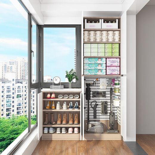 Huang Yusen balcony storage cabinet bay window storage cabinet sun protection waterproof storage cabinet cabinet custom wall household sundry high and low cabinet other styles color size customization special shooting