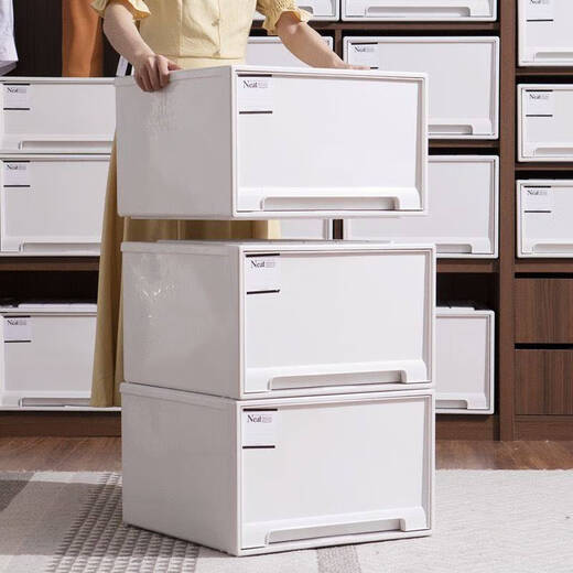 Boîte de rangement du tiroir Plastique Plastique Armoire transparente Sous-vêtements Boîte de finition épaissie Armoire de rangement de vêtements de grande capacité 45-3523 Profondeur 45 * Largeur 35 * Hauteur 23cm White Pack White Drawer Pure Faute-sortie épaissis