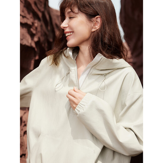 ELLE French workwear hooded windbreaker shorts two-piece set for women 2025 autumn new commuter casual sweatshirt set gray green M