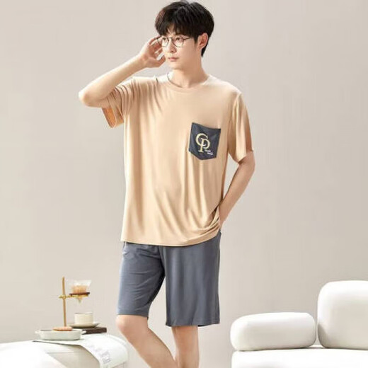 
Wanqin pajamas men's summer loose shorts and shorts plus a large size thin summer home suit wear L [camp 6624 men's home suit 2XL [recommended 140-160Jin [Jin equals 0.5 kg]]