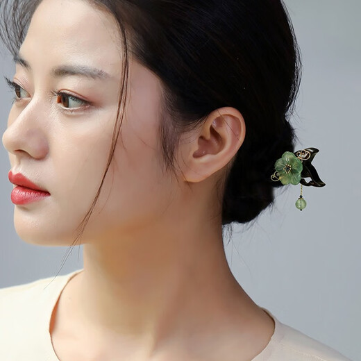 Kamalun (KAMALUN) hairpin antique style ebony wood jade flower wooden hairpin Hanfu hairpin new Chinese style updo hair accessories as a gift for your girlfriend Hibiscus hairpin + brand gift box