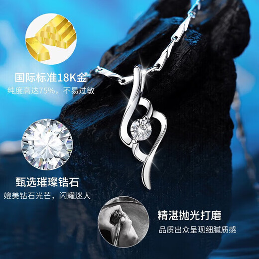 Chow Tai Fook Platinum Necklace Ladies Pendant Girls Gift for Girlfriend and Wife Birthday Fashion Accessories Platinum Beautiful Necklace + Rose Gift Box